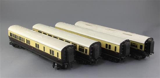 A set of four Exley GWR no. 3920, 2113, 7172 and 4772 corridor coaches